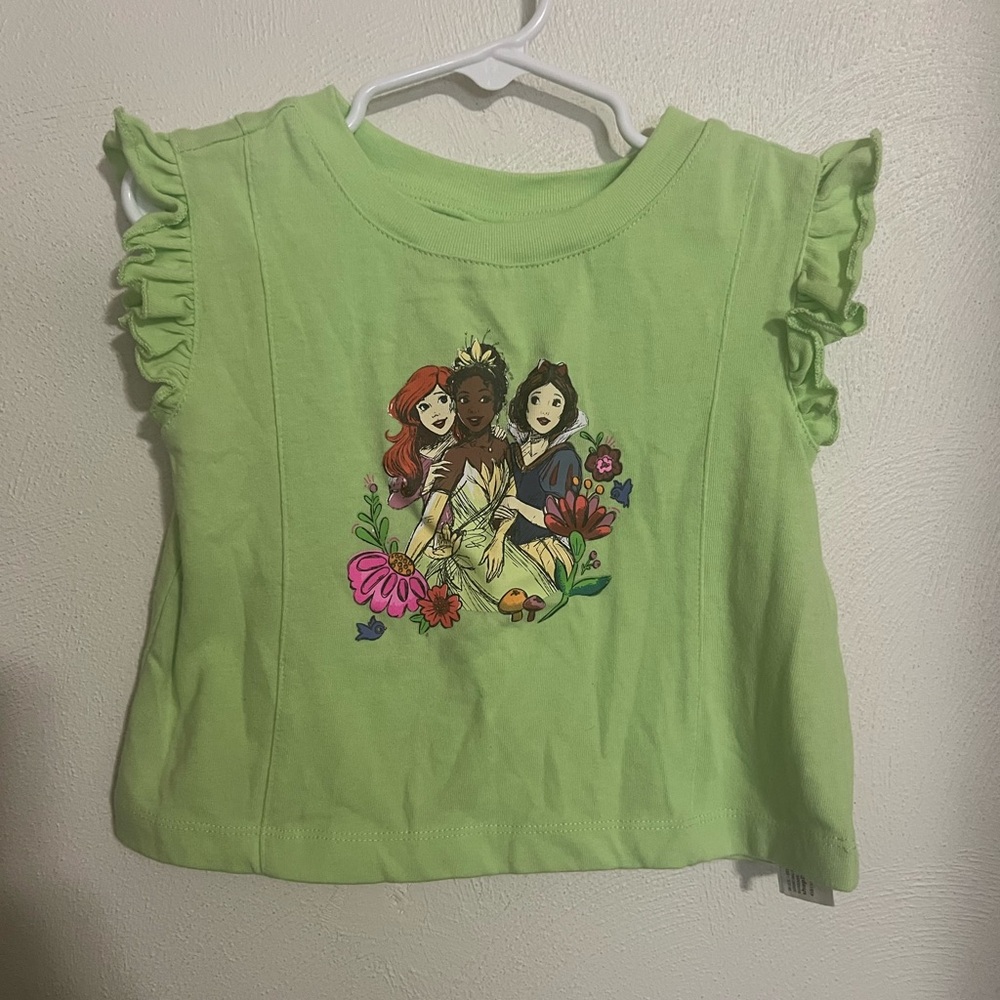 DISNEY Classic Short Sleeve with Ruffles Princess T Shirt Green Girl's Size 4